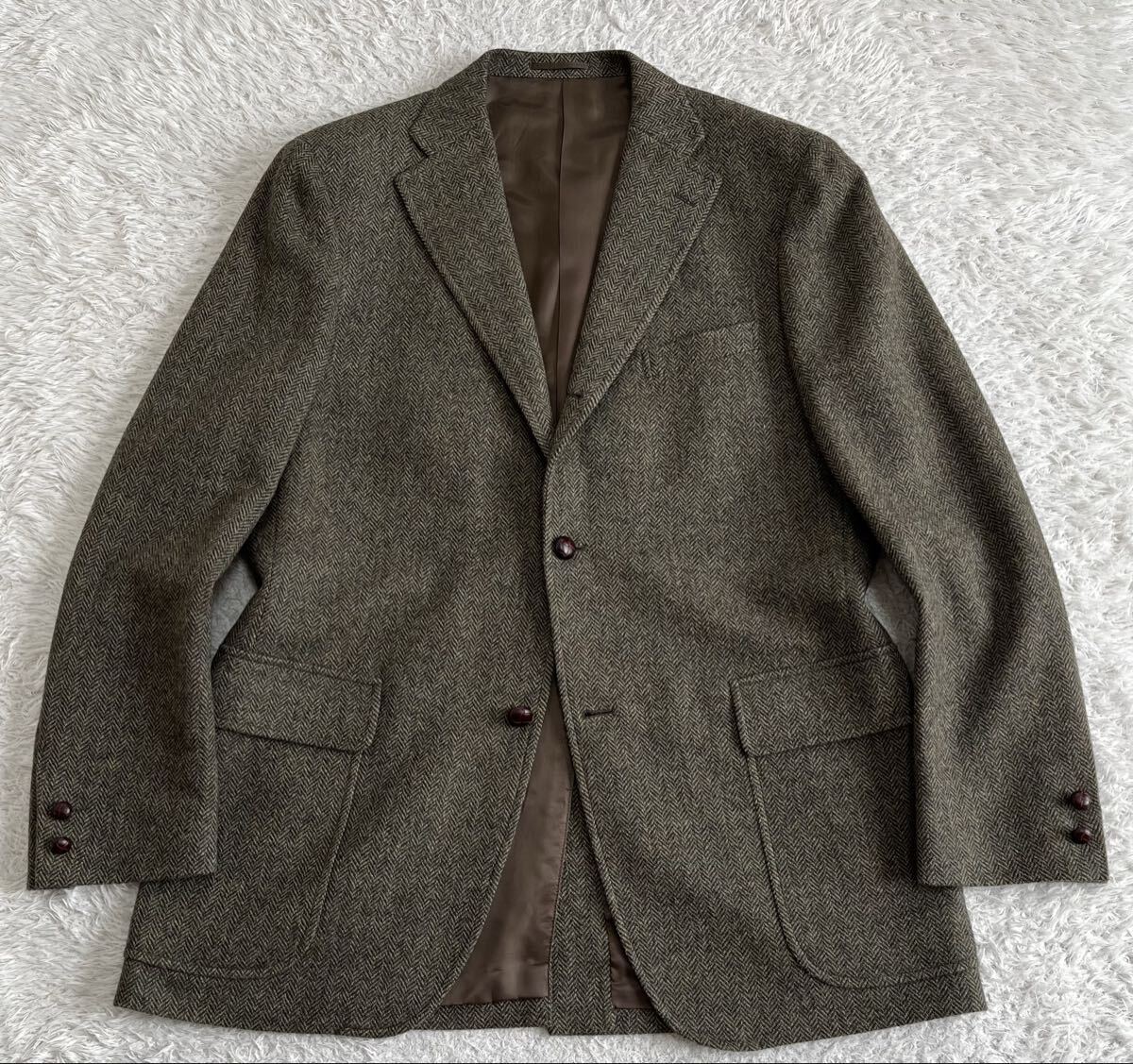 Jプレス「PREMIUM TWEED」アルパカ/モヘヤ/ウール ツイード ヘリンボーン 段返り3B ジャケット XL~XXL位 牛革くるみ釦 J.PRESS 秋冬 2XL 3L拍卖