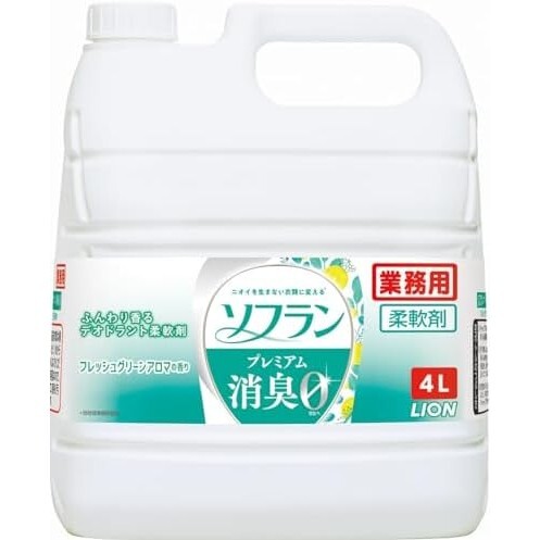 フレッシュグリーン4L 【業務用 大容量】 ソフラン プレミアム消臭 アロマソープの香り 4L 詰め替え 液体 柔軟剤 部屋干し 抗菌 消臭拍卖