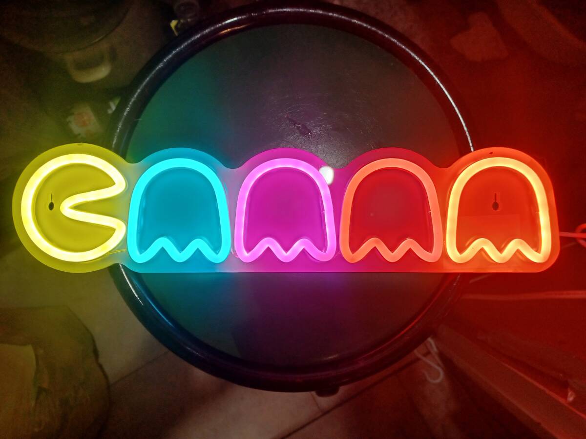 新品LEDネオン パックマン 1点限り 調光付き ゲーム部屋 スナック ガレージ インテリア照明拍卖