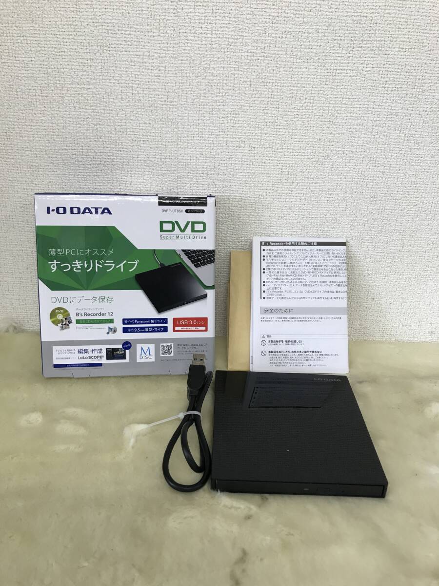 2301 I・O DATA アイ・オー データー ポータブルDVDドライブ(DVRP-UT8SK) 薄型PC DVD/CD 再生・書き込み 周辺機器 マルチドライブ 他拍卖