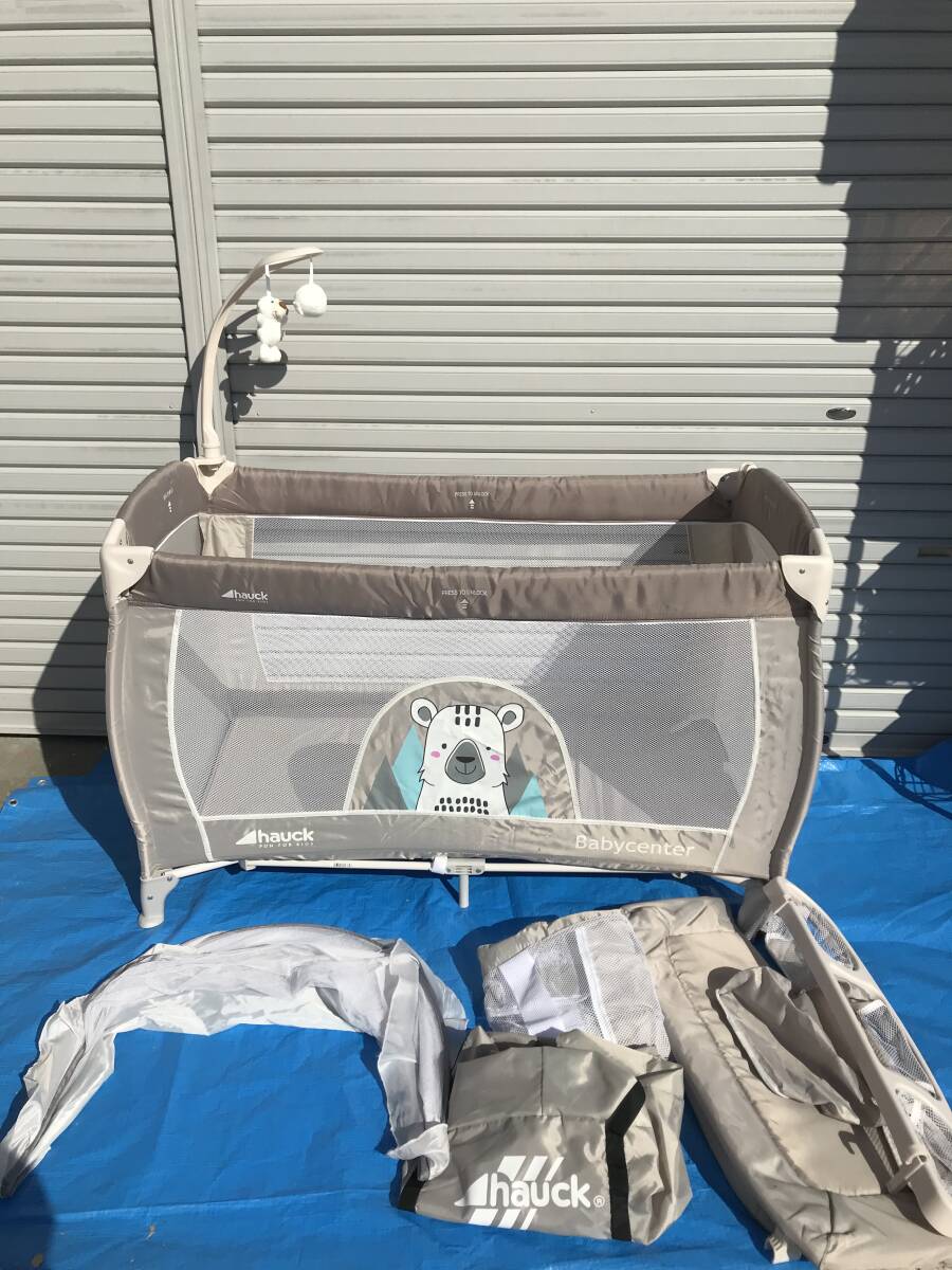 2368 Hauck ハウク ベビーベッド ベビー用品/家具 赤ちゃん用寝具 折り畳み式 メッシュ ベージュ/ホワイト 他拍卖
