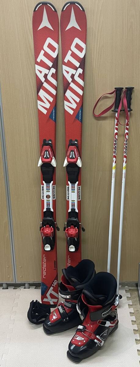 4982 ATOMIC/アトミック redster XT 140㎝ 板+ブーツ25.5~26.5㎝+ストック105㎝ セット 中古品拍卖