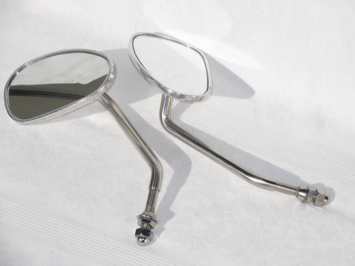 廃版希少 送料無料 ポッシュ POSH アルミ ヴィンテージオーバルミラー スタンダード 左右 リーフミラー 正ネジM8ラフトマン GB350ハーレー拍卖