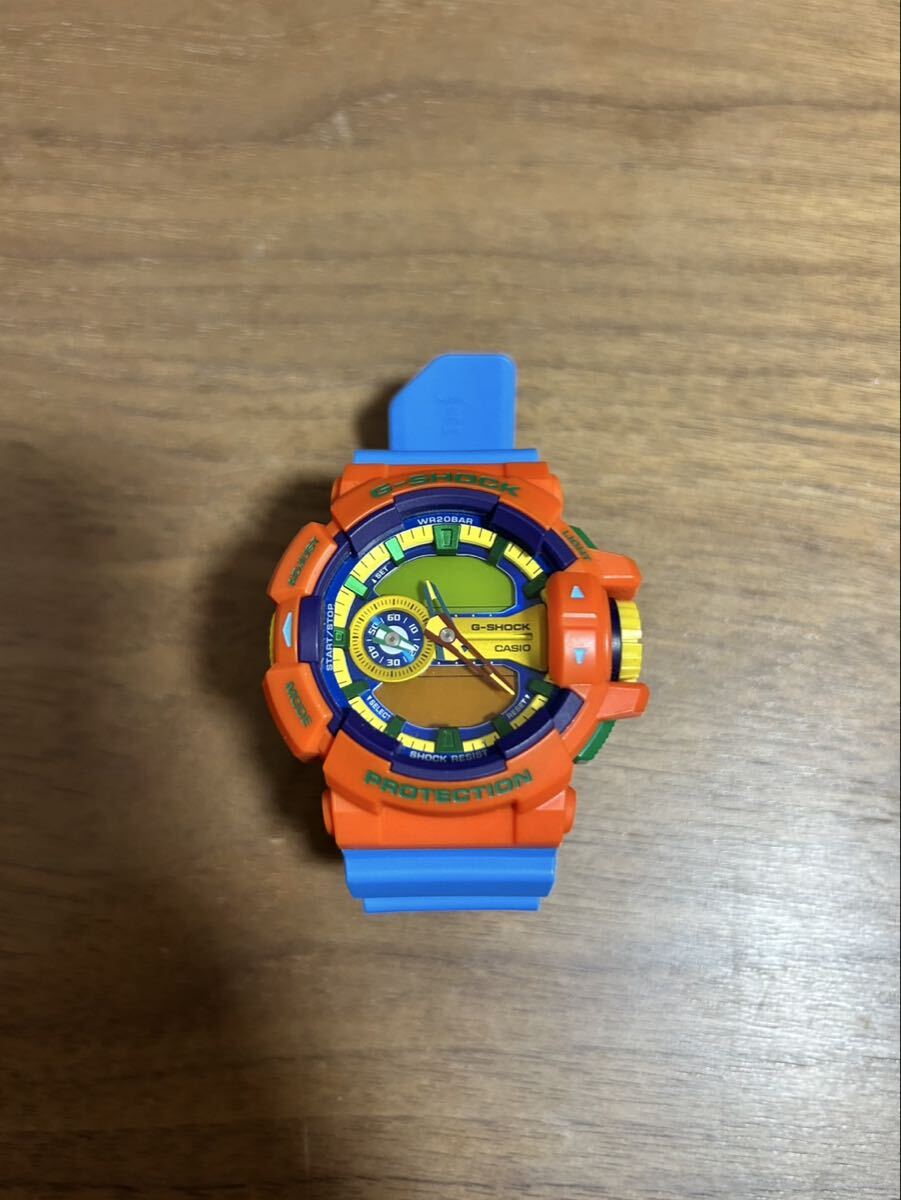 o CASIO G-SHOCK GA-400-オレンジ×ブルー マルチカラー アナデジ 20気圧防水拍卖