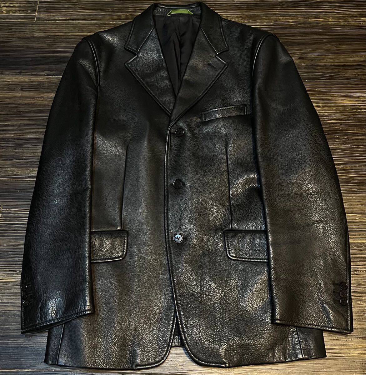 【極美品】Paul Smith ポールスミス メンズ レザージャケット コート ブラック 黒 テーラードジャケット M拍卖