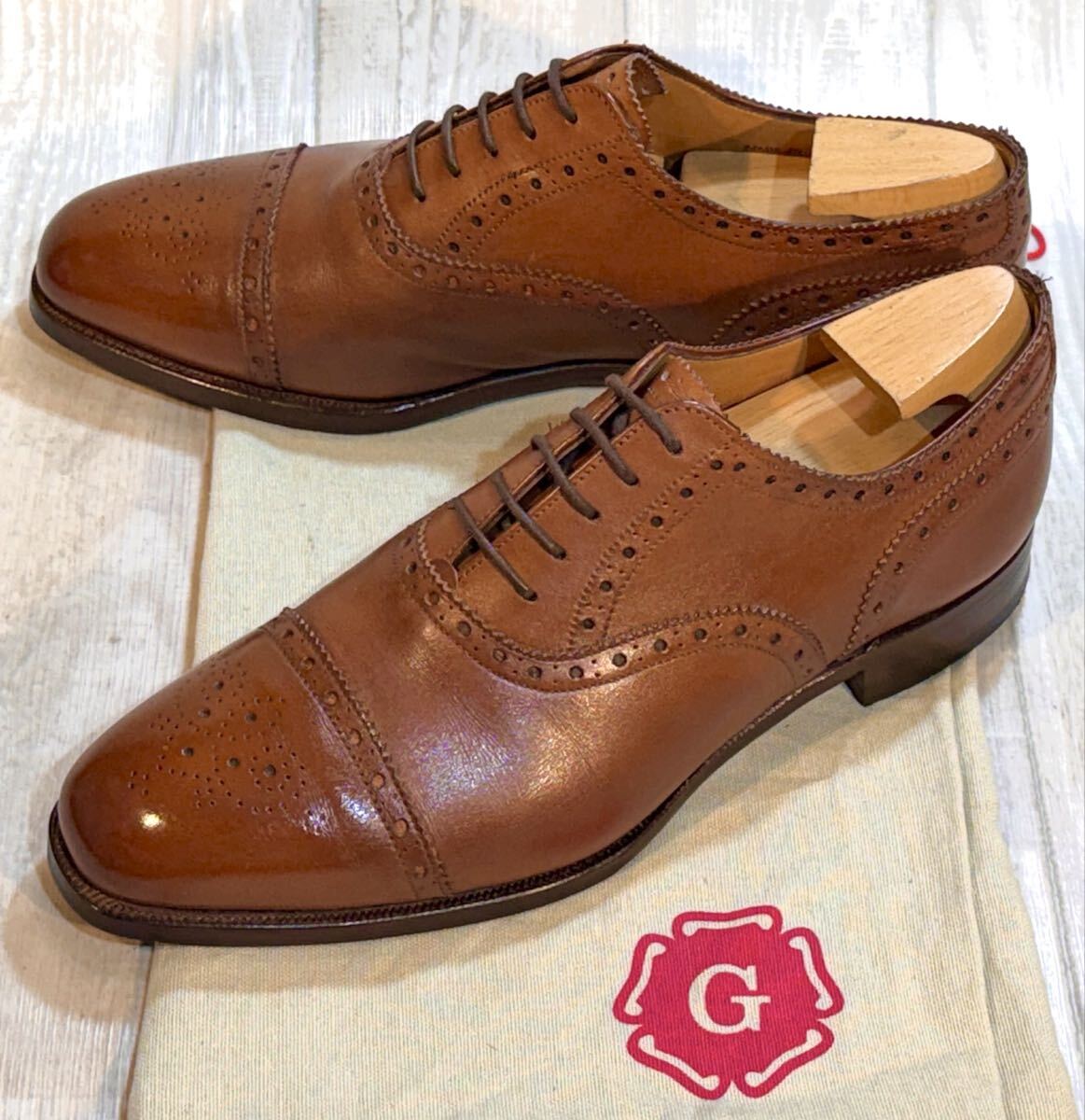 GRENSON グレンソン◆26cm 7.5F◆セミブローグシューズ ストレートチップ 革靴 本革 ビジネスシューズ ドレスシューズ イギリス製 メンズ拍卖
