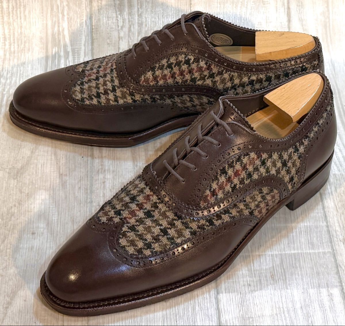 Perfetto ペルフェット◆25.5cm 7◆ウイングチップ オックスフォード 革靴 ビジネスシューズ ドレスシューズ 日本製 グッドイヤー製法 本革拍卖