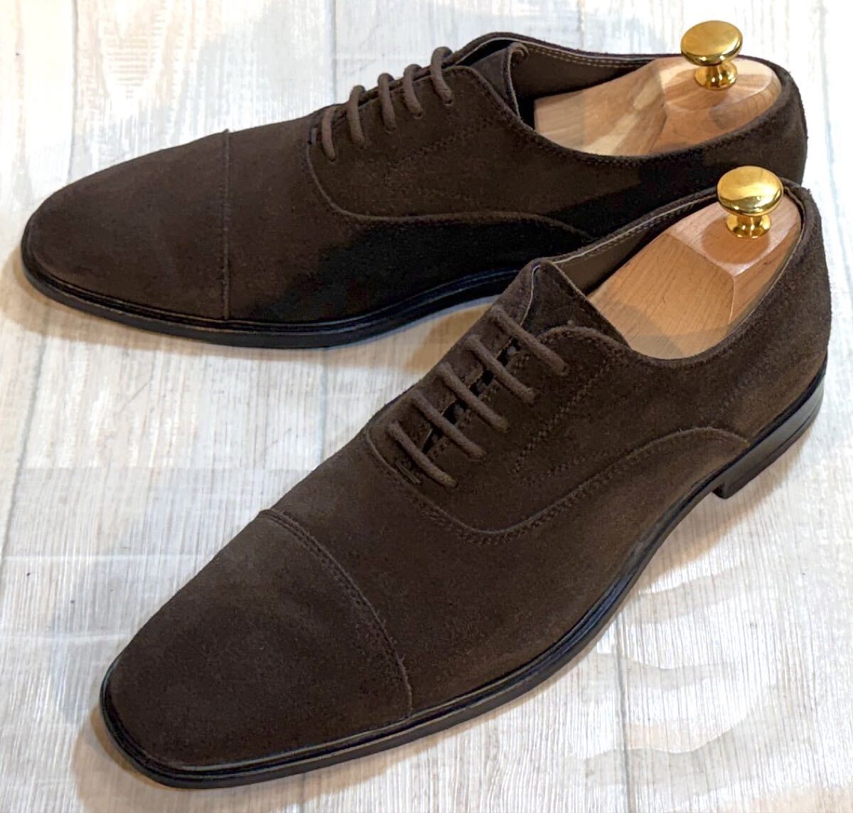 TOD'S トッズ◆25cm 6.5◆キャップトゥ ストレートチップ 革靴 本革 スエードレザー 紐靴 ドレスシューズ ビジネスシューズ ITALY製 メンズ拍卖