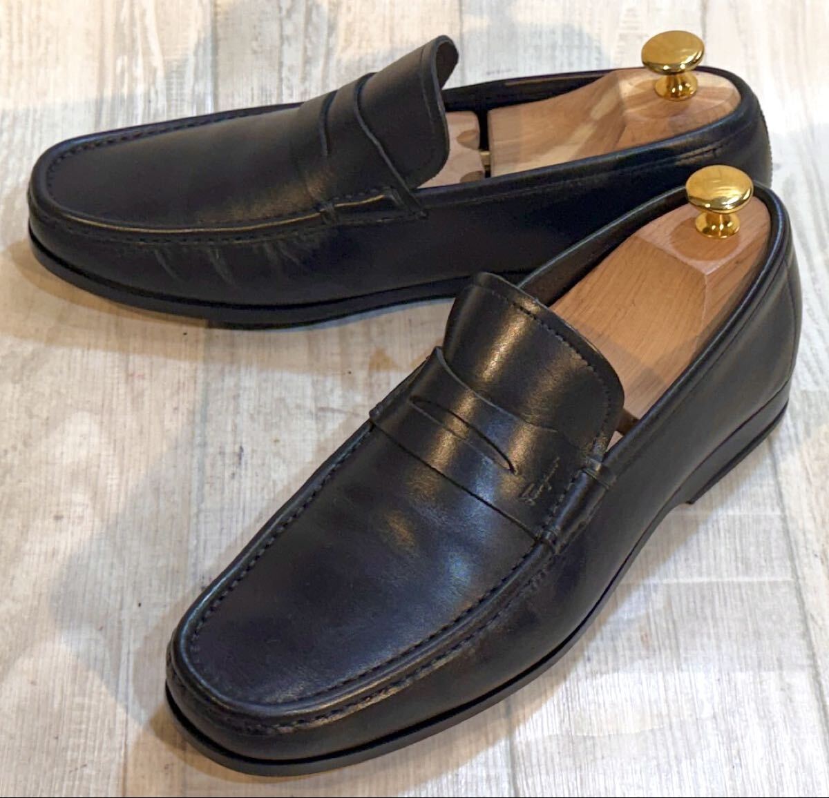 Salvatore Ferragamo フェラガモ◆24.5cm 6.5 3E◆コインローファー モカシン スリッポン 革靴 ビジネスシューズ ドレスシューズ ITALY製拍卖