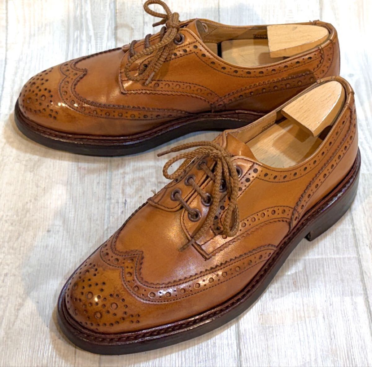 Tricker's トリッカーズ Bourton バートン◆25cm 6.5◆カントリーシューズ ウイングチップ ダービーシューズ ビジネスシューズ 革靴 メンズ拍卖