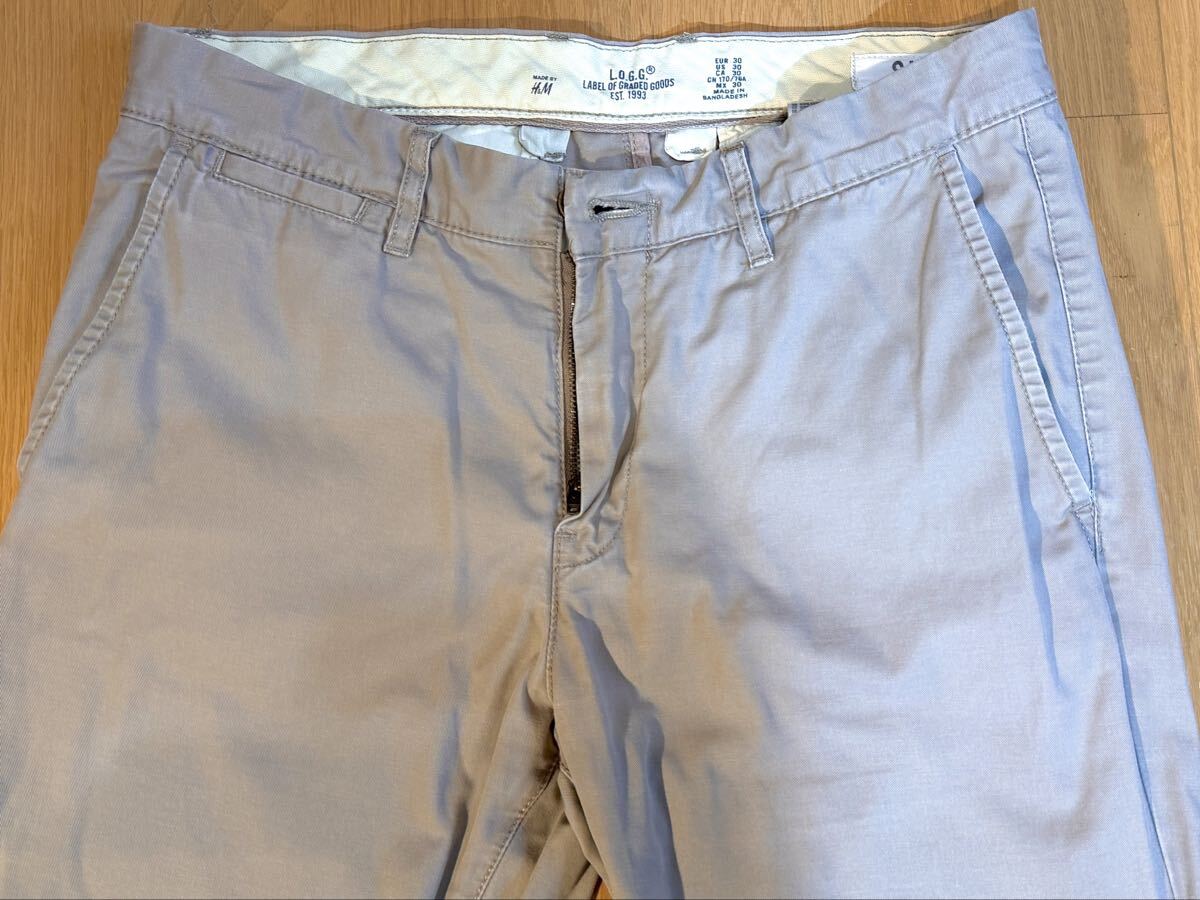 H&M エイチアンドエム◆30インチ◆ストレート スリムパンツ チノパン 綿パンツ SLIMモデル パンツ ズボン メンズ ベージュ コットンパンツ拍卖