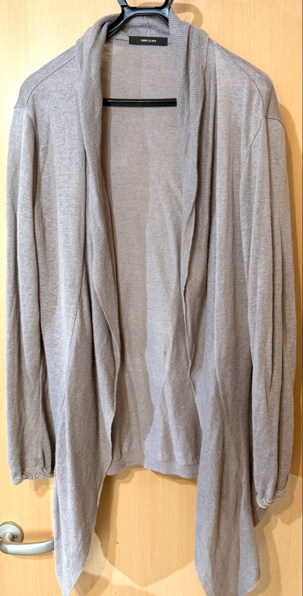 COMME CA MEN コムサメン FIVE FOXes◆M◆カーディガン ストレッチ 麻100% リネン グレー ニット メンズ アウター 羽織り UVカット 涼しい拍卖