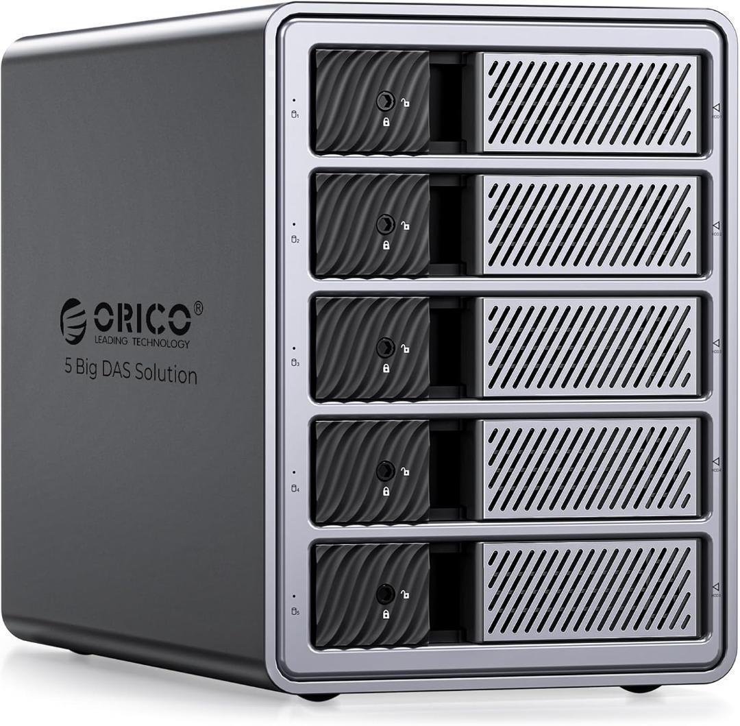 ORICO HDDケース 5台 40Gbps出力 ハブ拡張機能付き 3.5インチ HDD ケース デイジーフェイス機能付き 最大330TB拍卖