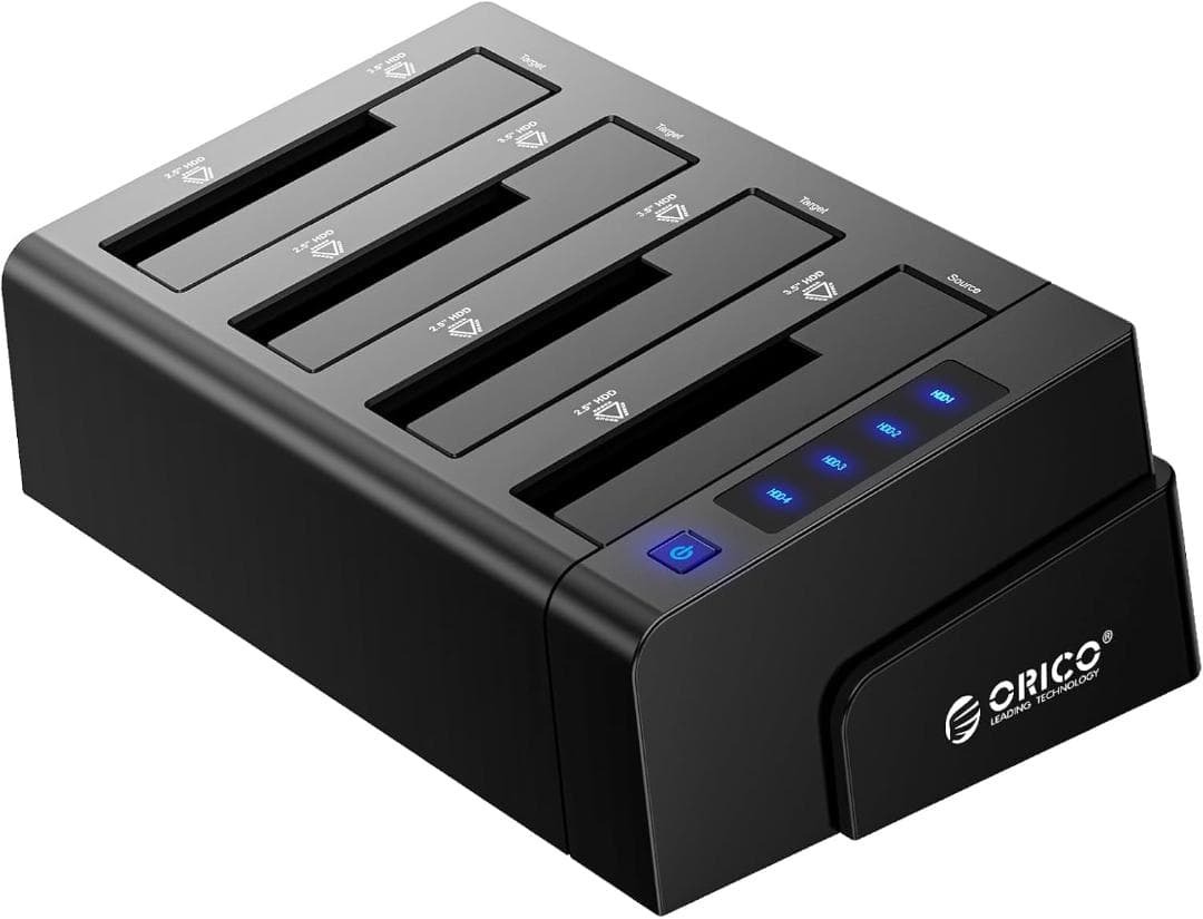 ORICO USB3.0 HDDケース クローン機能付き 2.5 / 3.5インチ SATA HDD/SSD 対応 4ベイハードディスクケース10TB*4台対応 電源アダプター付拍卖