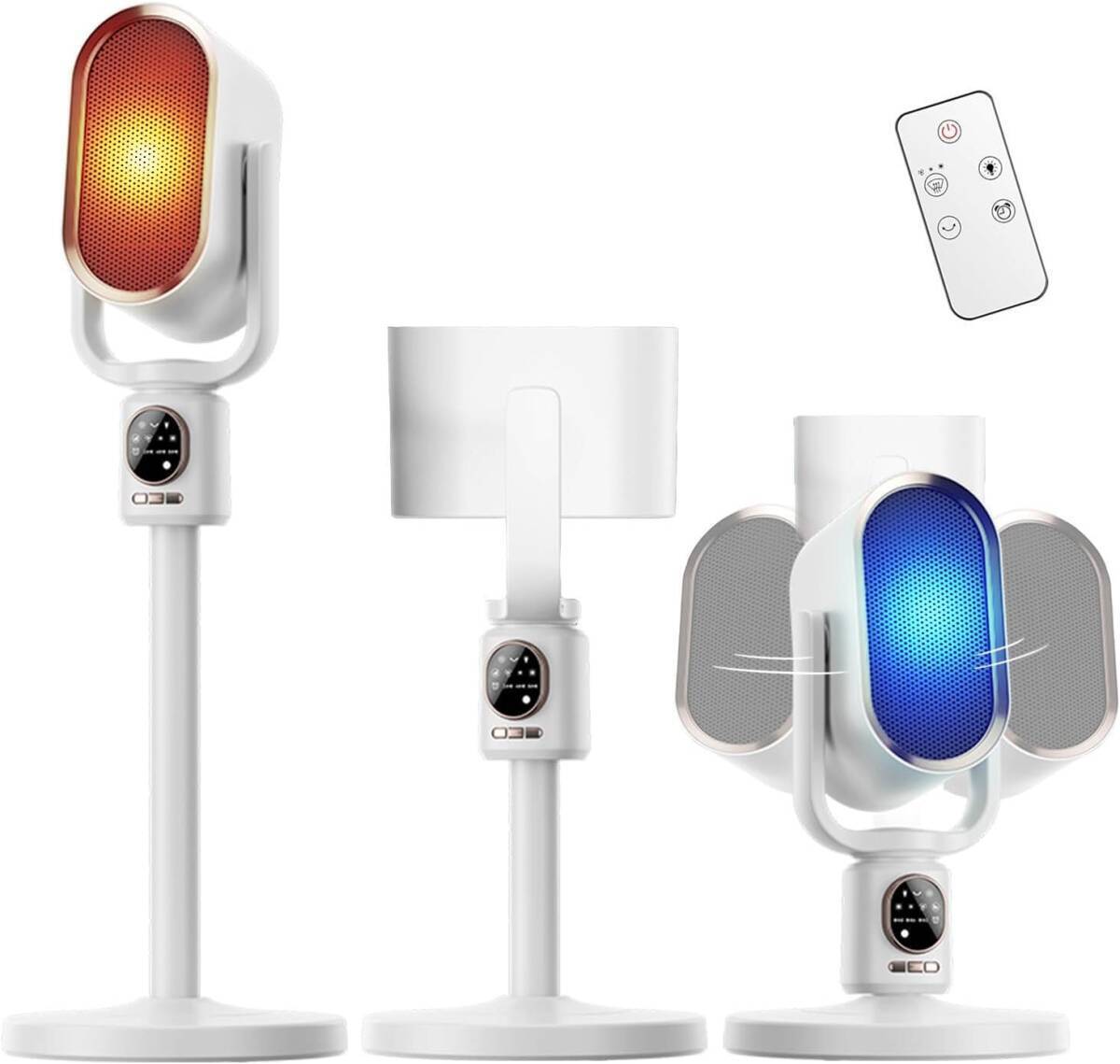 セラミックヒーター【2025新登場 速暖・省エネ・送風モ一ド】電気ヒーター 温風 換気循環 3段階 5W/1100W/1500w 110°首振り 2~8Hタイマー拍卖