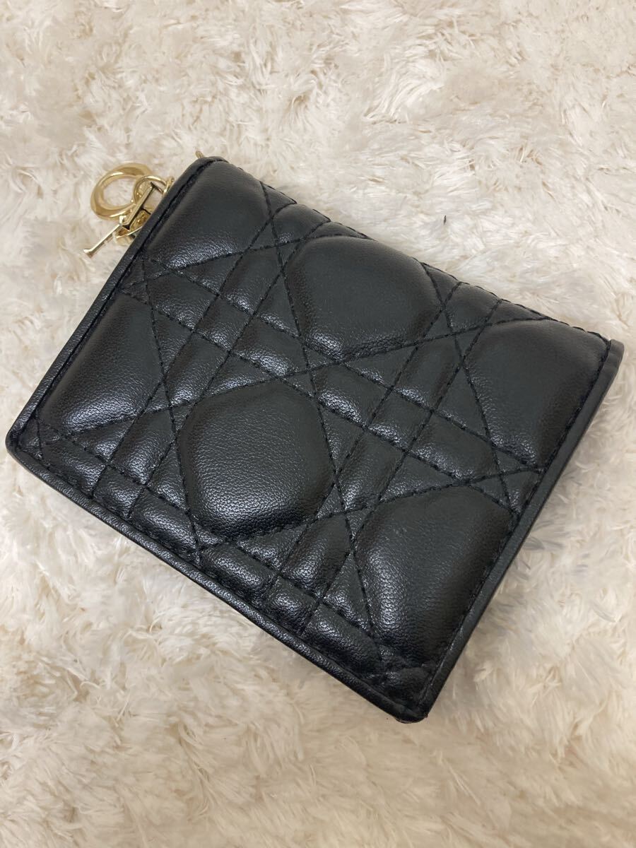 美品! ChristianDior 二つ折り財布 カナージュステッチデザイン クリスチャンディオール 黒 G-43拍卖