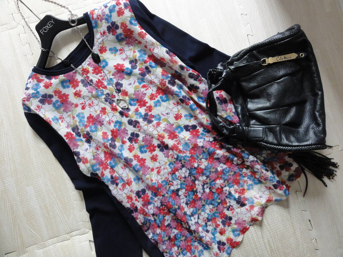 Leilian・レリアン・シフォン切り替えニットチュニック・大きいサイズ13+拍卖