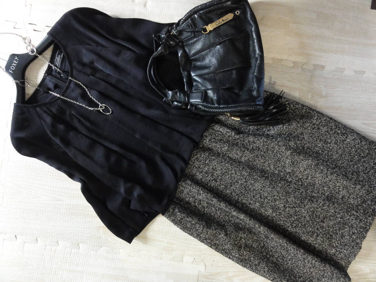 美品・Leilian・レリアン・ツィード切り替えワンピース・大きいサイズ13+拍卖