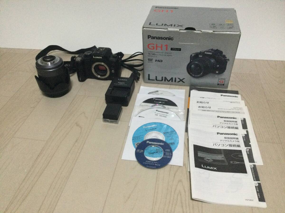 パナソニック◆ Panasonic LUMIX GH1 レンズ 14-140mm ミラーレス一眼カメラ ◆ 箱 取扱説明書& 充電器付拍卖