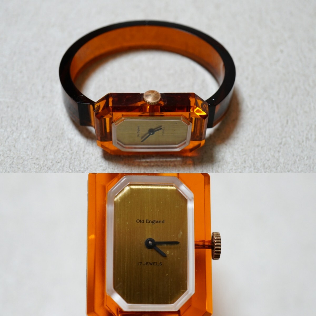 F2215 稼動品 Old England/オールドイングランド 17石 手巻き レディース 腕時計 バングル 腕輪 アクセサリー ヴィンテージ ブランド拍卖