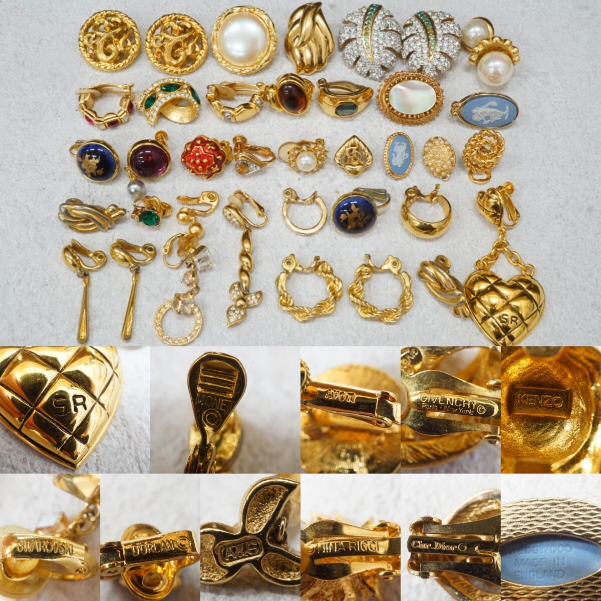 C823 ジャンク品 Dior/GIVENCHY/SWAROVSKIなど 片耳 イヤリング ブランド アクセサリー 大量 まとめて おまとめ まとめ売り拍卖