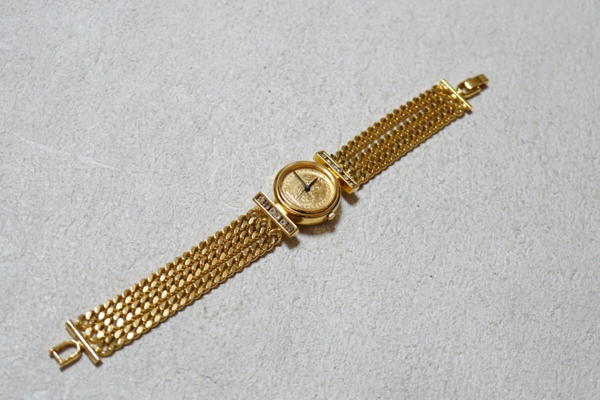 F2098 HELVETIA/ヘルベティア SWISS スイス コインウォッチ ゴールドカラー レディース 腕時計 アクセサリー ブランド クォーツ 不動品拍卖