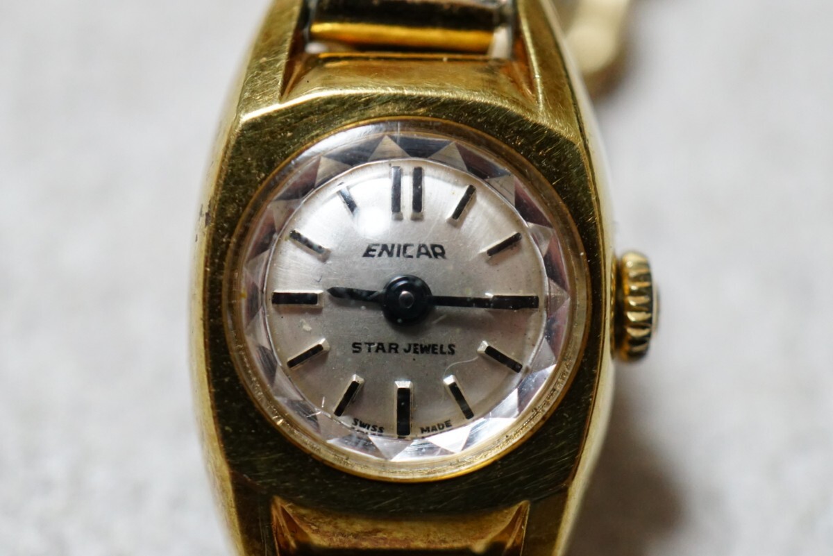 F2079 ENICAR/エニカ STAR JEWELS スタージュエル 手巻き ゴールドカラー レディース 腕時計 アクセサリー ヴィンテージ ブランド 不動品拍卖