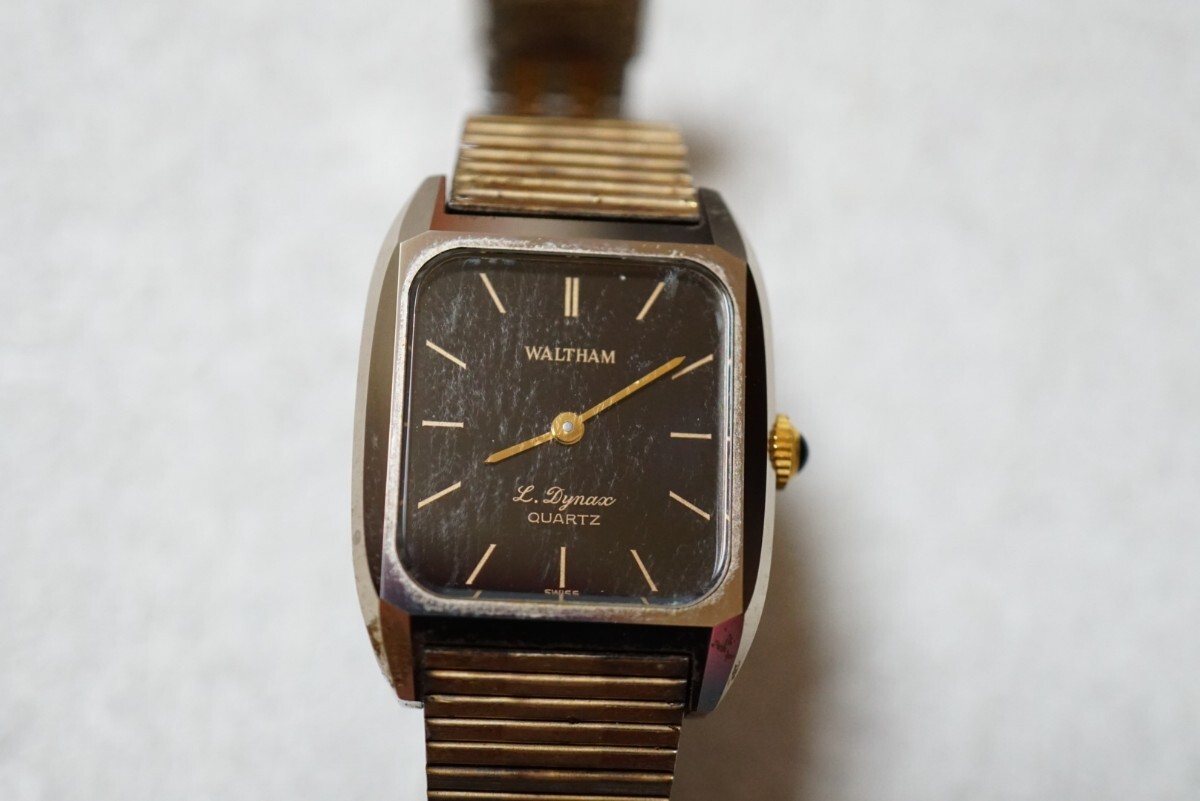 F2067 WALTHAM/ウォルサム L.Dynax スクエア レディース 腕時計 アクセサリー ヴィンテージ ブランド クォーツ 不動品 訳あり 汚れ拍卖