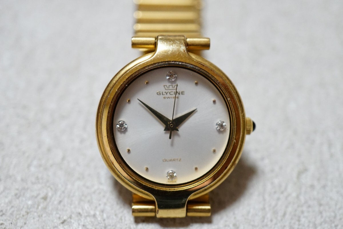 F2064 GLYCINE/グライシン SWISS ゴールドカラー レディース 腕時計 アクセサリー ヴィンテージ スイス ブランド クォーツ 不動品拍卖