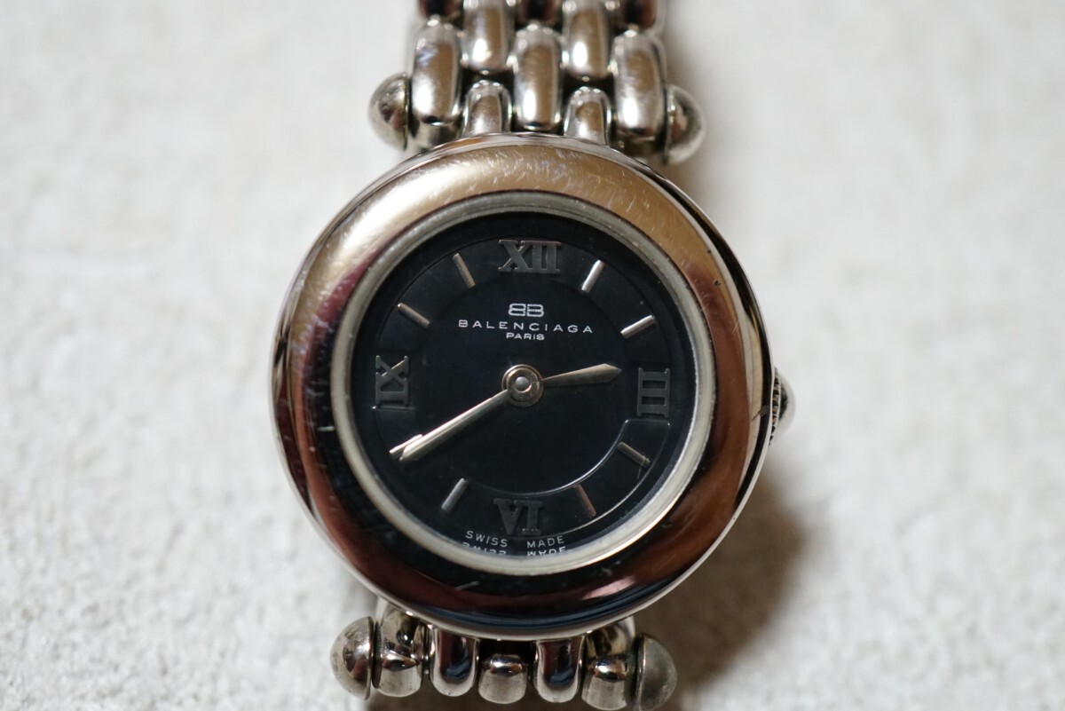 F2060 BALENCIAGA/バレンシアガ PARIS 黒文字盤 レディース 腕時計 アクセサリー ヴィンテージ ブランド クォーツ 不動品拍卖