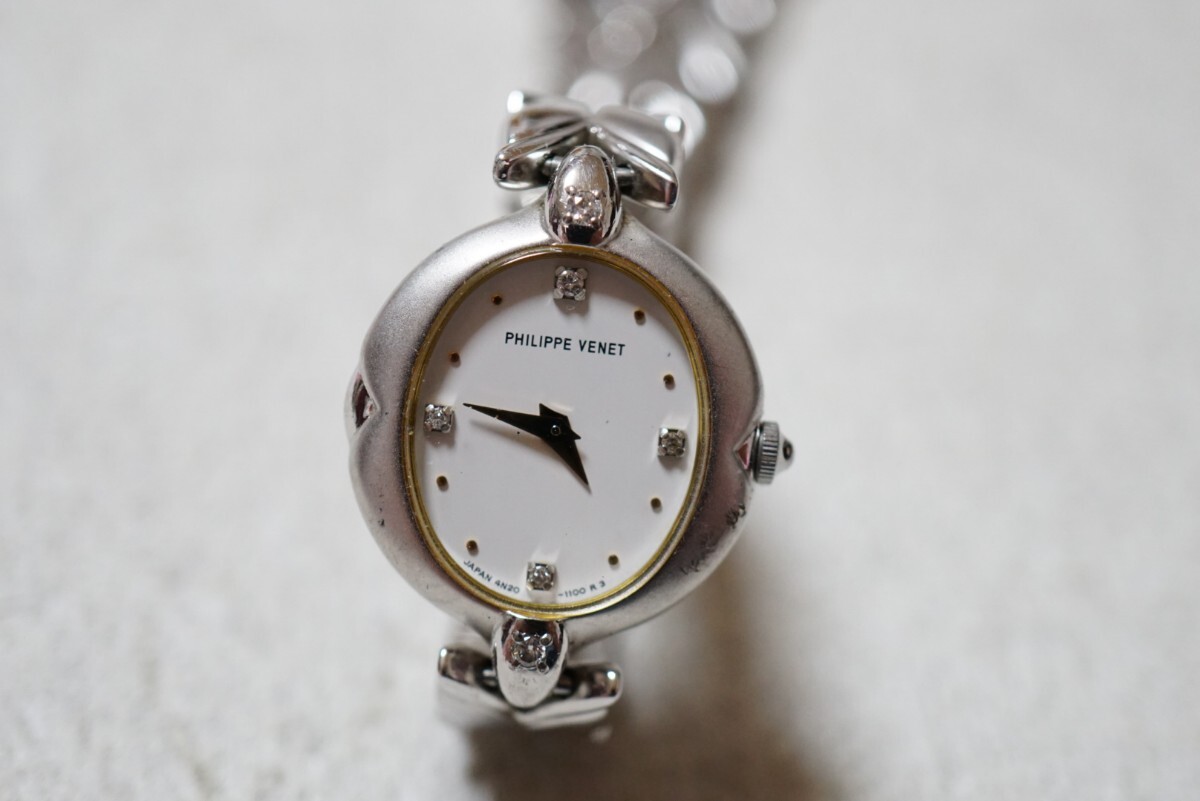 F2057 PHILIPPE VENET/フィリップ・ブネ ダイヤモンド付き 宝石 レディース 腕時計 アクセサリー ヴィンテージ ブランド クォーツ 不動品拍卖