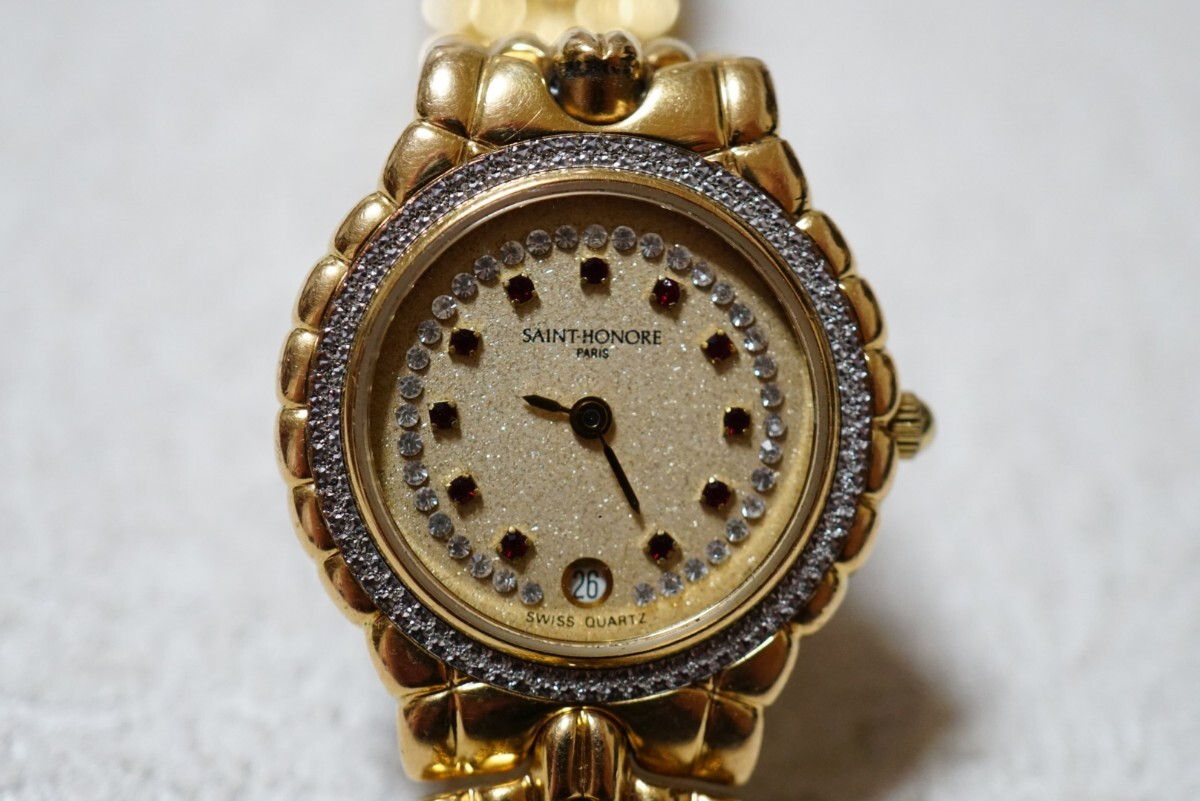 F2007 SAINT HONORE/サントノーレ PARIS ゴールドカラー レディース 腕時計 アクセサリー ヴィンテージ ブランド クォーツ 不動品拍卖