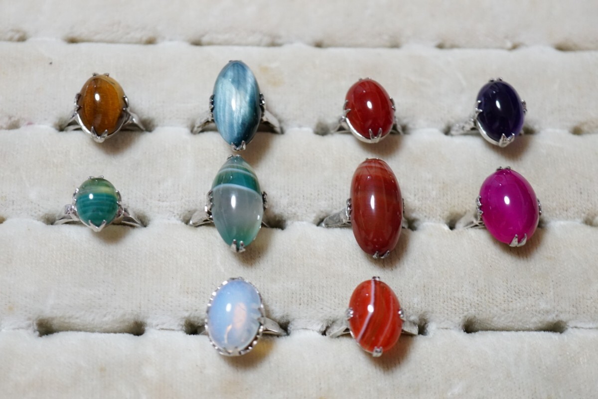 B2185 全て千本透かし 天然石など ヴィンテージ リング 指輪 10点セット アクセサリー カラーストーン 大量 まとめて おまとめ SILVER含む拍卖