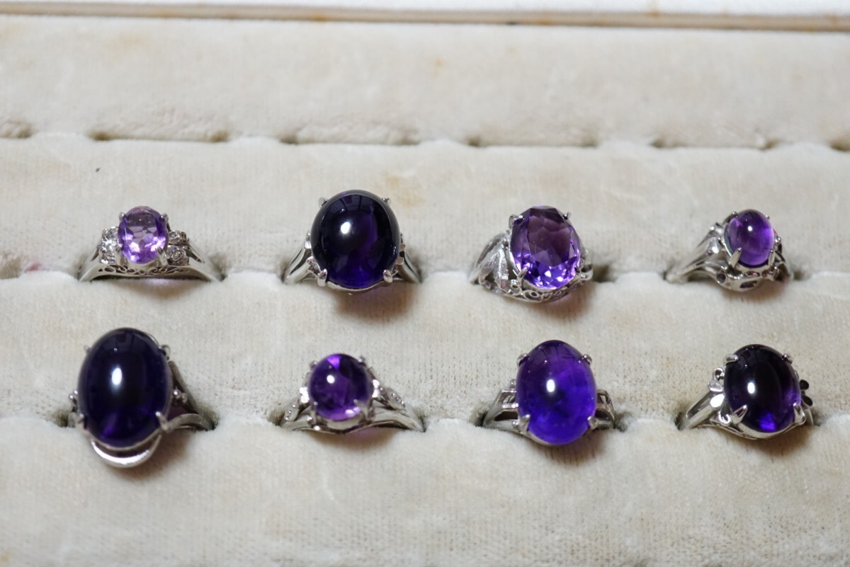 B2178 アメジスト リング 指輪 ヴィンテージ アクセサリー カラーストーン 大量 セット まとめて おまとめ まとめ売り 紫水晶 SILVER含む拍卖