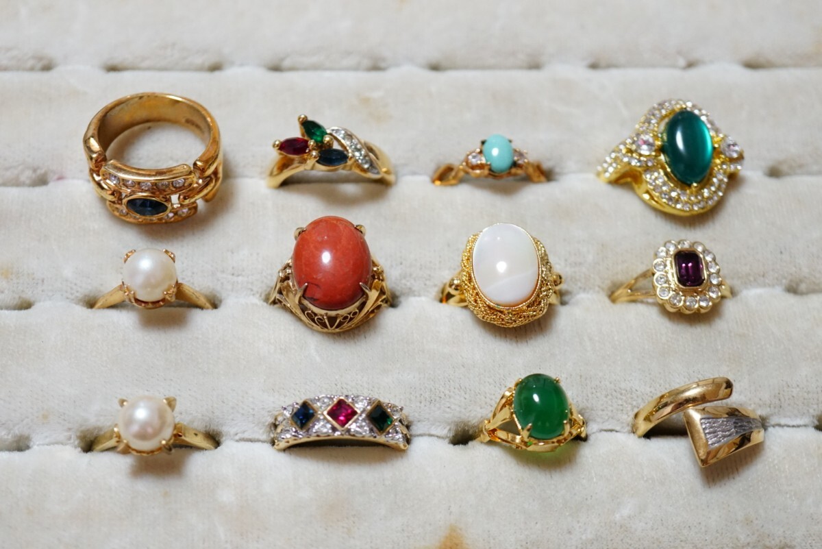 C2045 ゴールドカラー 海外製含む リング 指輪 12点セット ヴィンテージ アクセサリー 大量 まとめて おまとめ まとめ売り拍卖