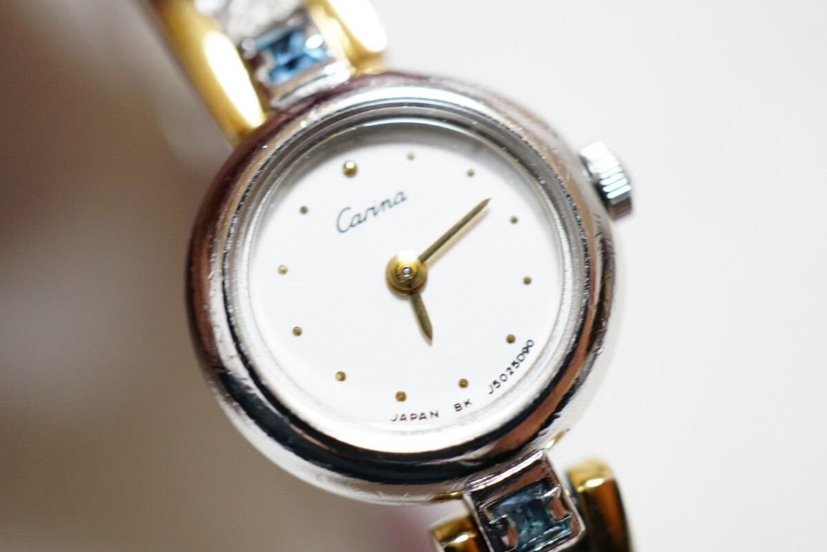F2206 Carina/カリーナ ブルースピネル 宝石 レディース 腕時計 アクセサリー ヴィンテージ ブランド クォーツ 不動品拍卖