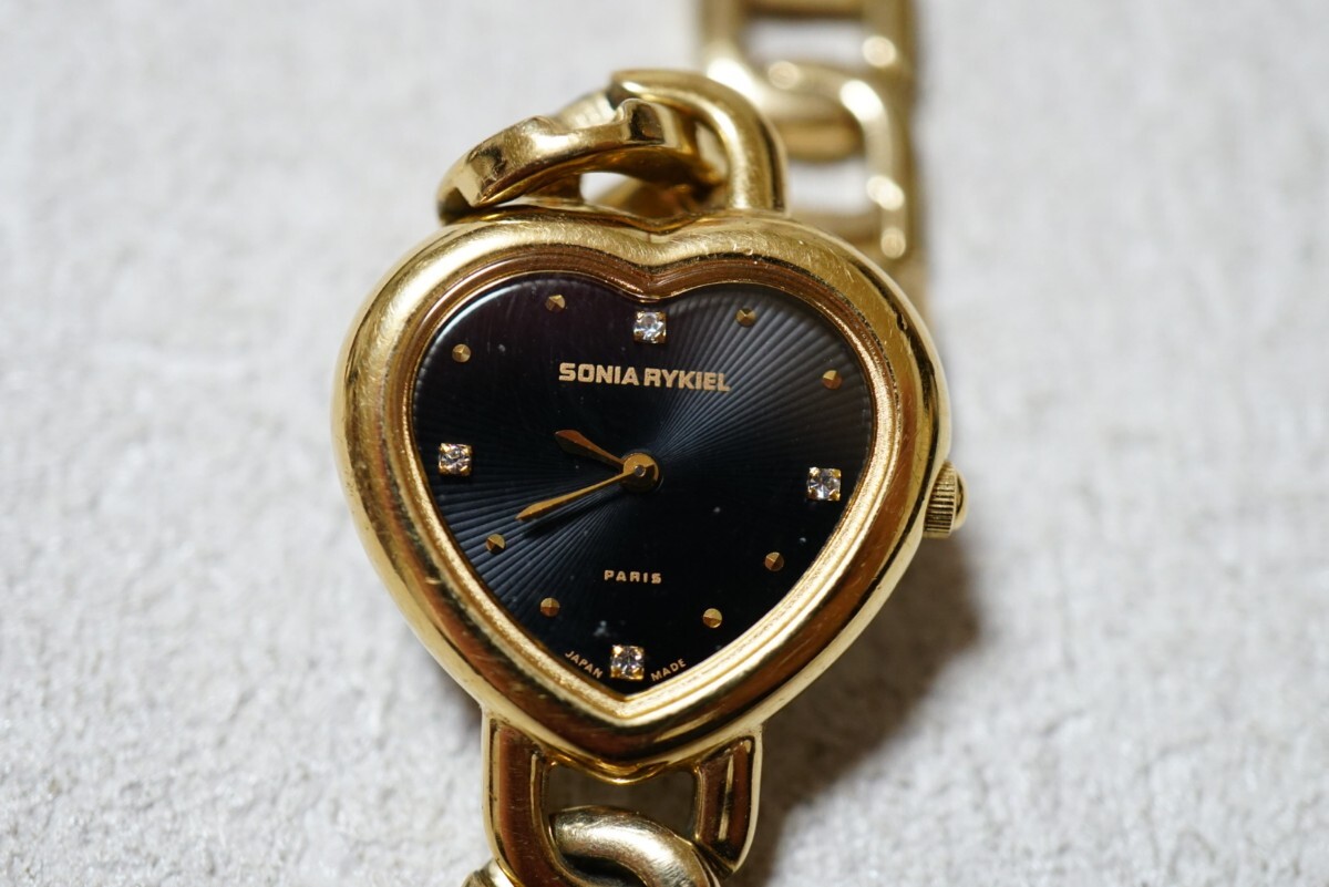 F2197 SONIA RYKIEL/ソニアリキエル PARIS ゴールドカラー レディース 腕時計 アクセサリー ヴィンテージ ブランド クォーツ 不動品拍卖