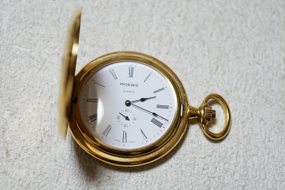 F2159 MOERIS/モーリス SWISS ゴールドカラー 懐中時計 アクセサリー ヴィンテージ ブランド スイス クォーツ 不動品拍卖