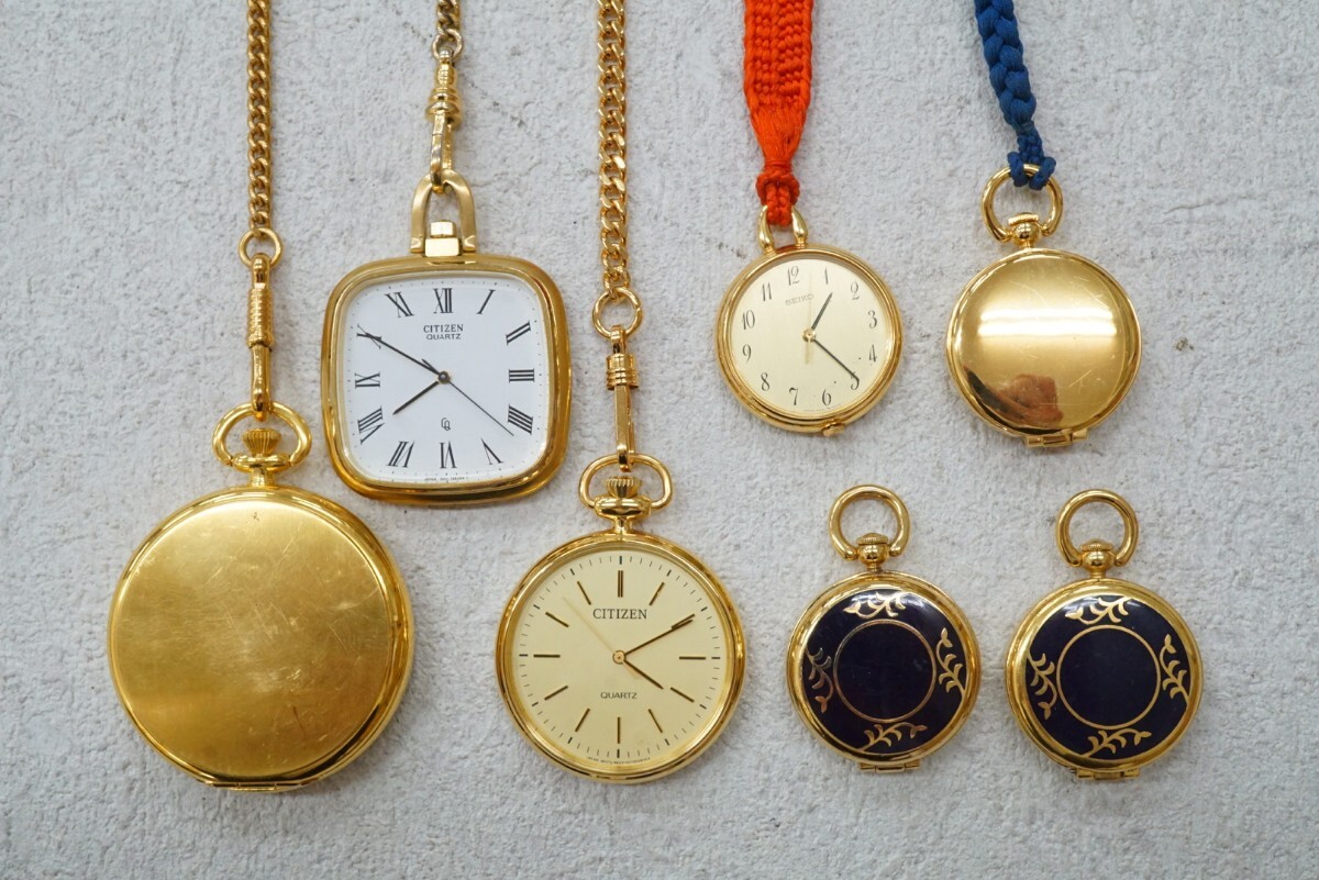 F457 SEIKO/CITIZEN 懐中時計 ネックレス ペンダントなど 時計 7点 ブランド アクセサリー 大量 まとめて おまとめ まとめ売り 不動品拍卖