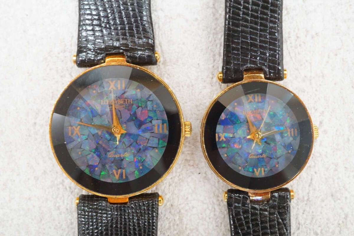F447 ELIZABETH/エリザベス モザイクオパール opal フェイス 腕時計 2点 アクセサリー カラーストーン 大量 まとめて おまとめ 不動品拍卖