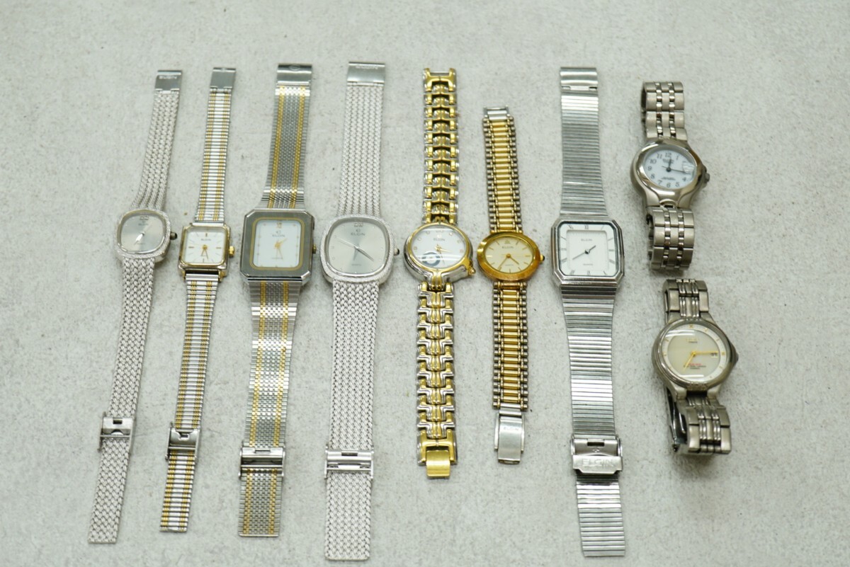F437 ELGIN/エルジン ブランド メンズ レディース 腕時計 9点セット クォーツ アクセサリー 大量 まとめて おまとめ まとめ売り 不動品拍卖
