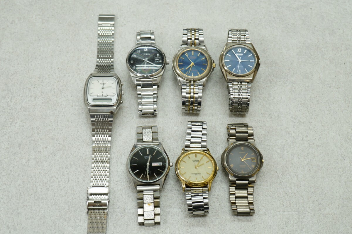 F398 CITIZEN/シチズン メンズ 腕時計 7点セット クォーツ ブランド アクセサリー 大量 まとめて おまとめ まとめ売り ジャンク品拍卖
