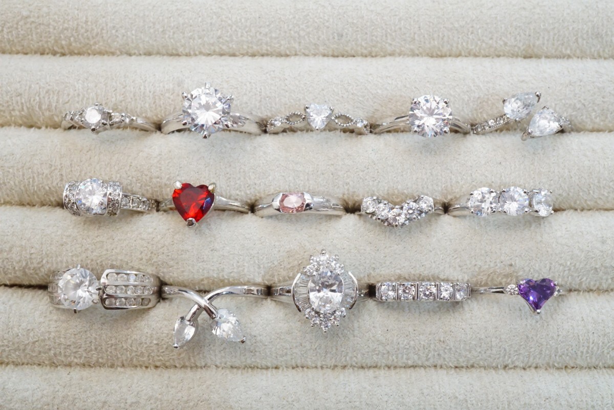 C853 キュービックジルコニア CZ ジルコニア リング 指輪 15点セット ヴィンテージ アクセサリー 大量 まとめて おまとめ まとめ売り拍卖