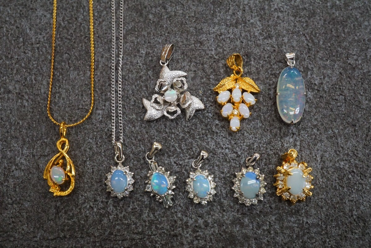 B1072 オパール opal カラーストーン ネックレス ペンダント ヴィンテージ アクセサリー 大量 セット まとめて おまとめ まとめ売り拍卖