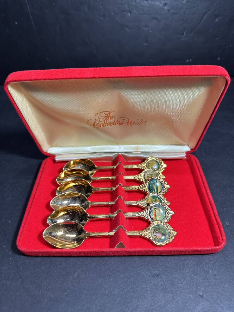 ★コレクター必見!! 当時物 現状品 ニュージーランド製 ビンテージ ティースプーン 絵柄付き ゴールド カトラリー 雑貨 お洒落 IK59拍卖