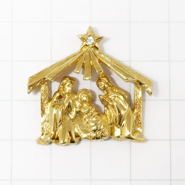 DKG★ PINS ピンズ フランス ピンバッチ ピンバッジ ピンバッヂ P981 イエスキリスト 降誕 イエス・キリスト 誕生 小屋 誕生 金色拍卖