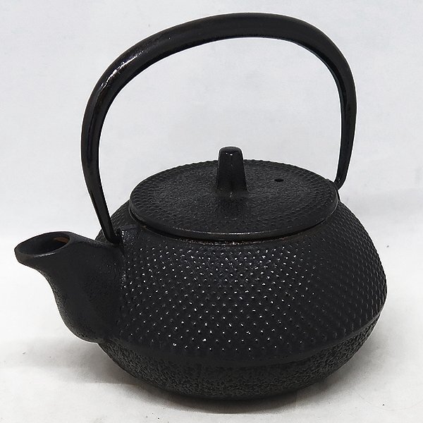 DKG★送料無料★ 未使用 南部鉄器 岩鋳造 ホーロー加工 鉄瓶 茶器 急須 南部鉄瓶 岩鋳 琺瑯 茶瓶 あられ紋 鉄瓶拍卖