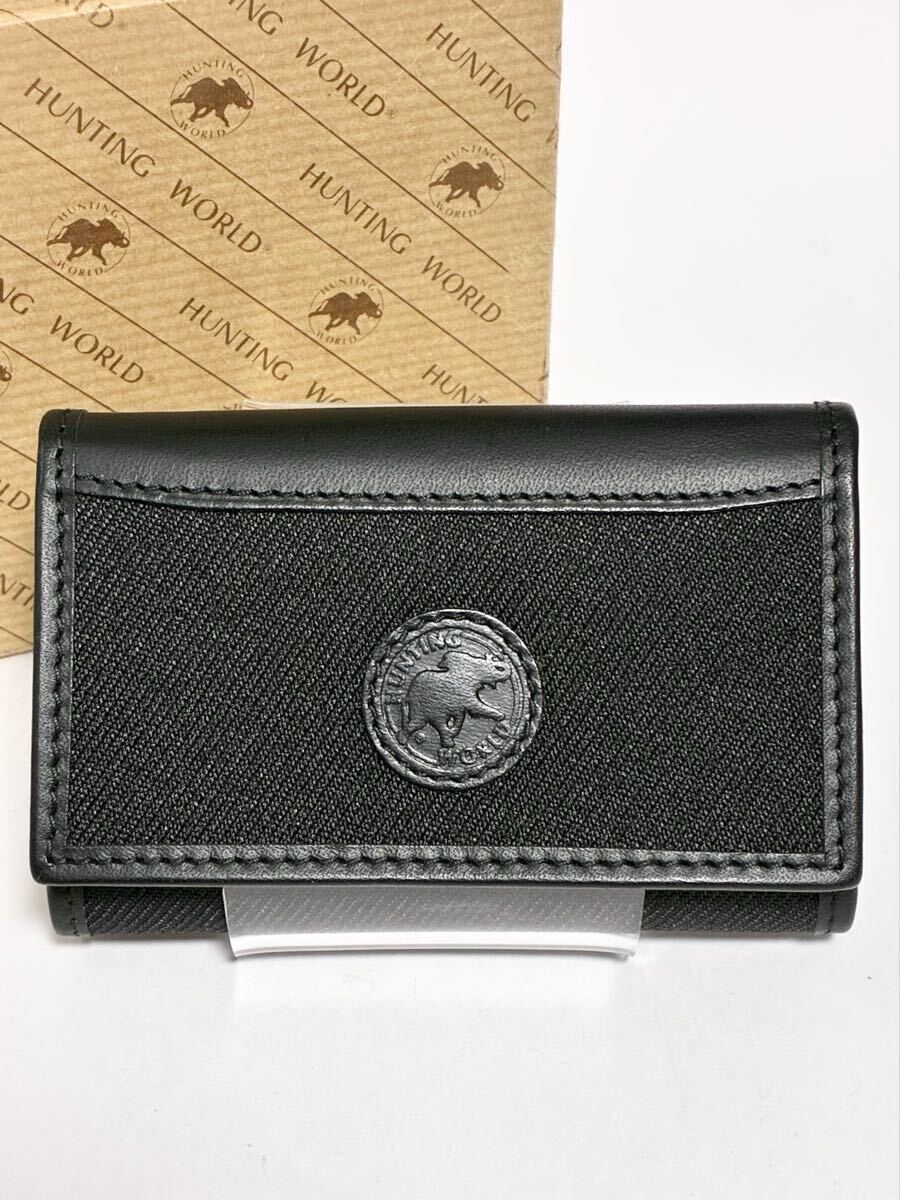新品 未使用 HUNTING WORLD ハンティングワールド 6連キーケース サファリ エレファント キャンバス レザー ブラック 鍵入れ 拍卖