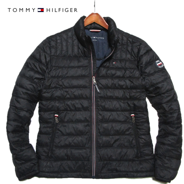 【トミーヒルフィガー】 スタンドネック パファージャケット 日本サイズL相当 ブラック パッカブル 中綿ジャケット TOMMY HILFIGER拍卖