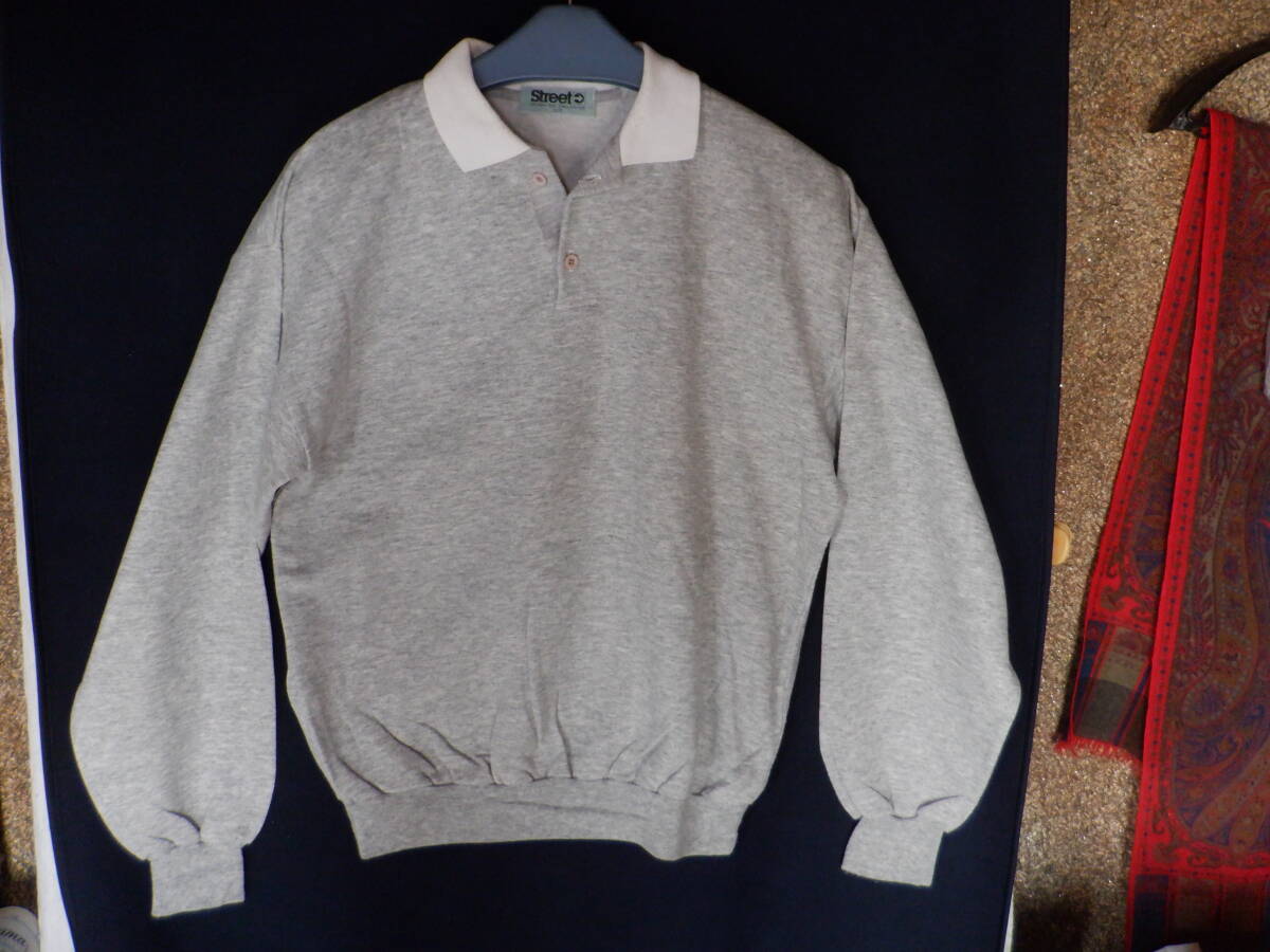 Street 長袖ポロシャツ グレー 厚手でソフト LL-XLサイズ拍卖